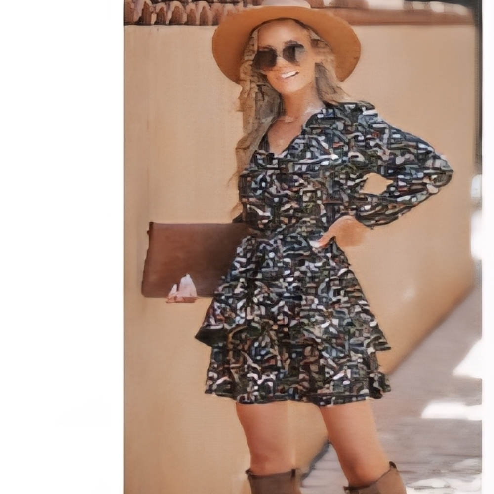 Cupshe Black and Green Patterned Mini Dress